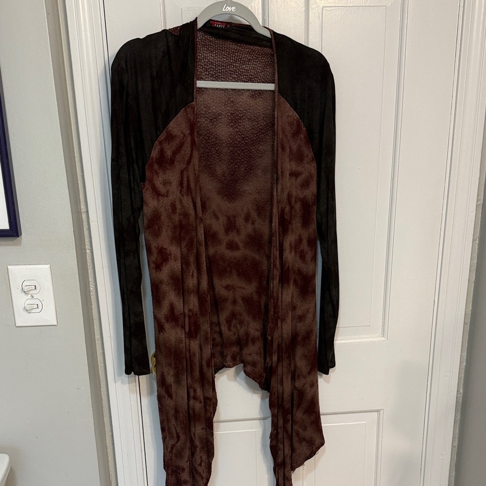 T Party Fashion Black and Brown Open Cardigan